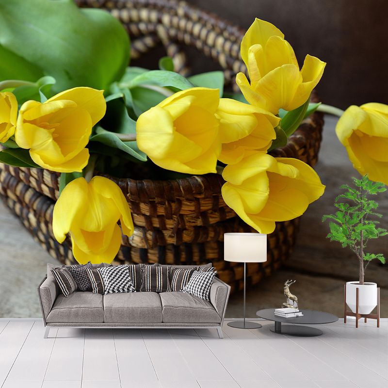 Soft Color Tulip Print Mural Contemporary Style Wall Art for Home Decoration