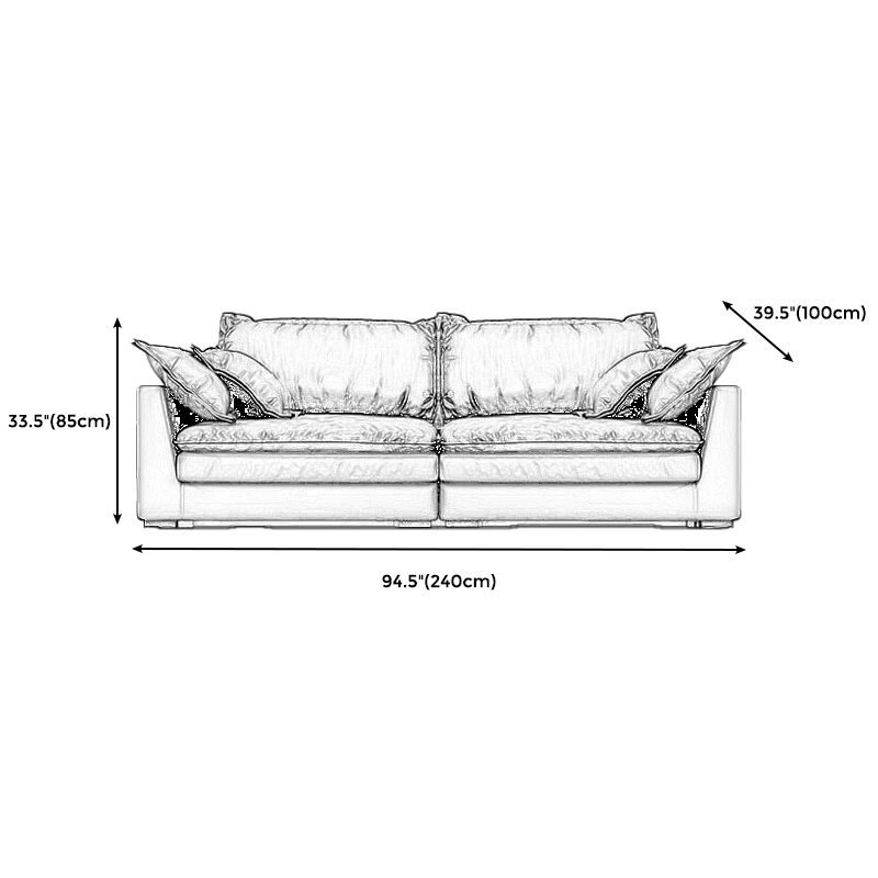 Black Stain Resistant Contemporary Faux Leather Square Arm Sofa with Bolster Pillows