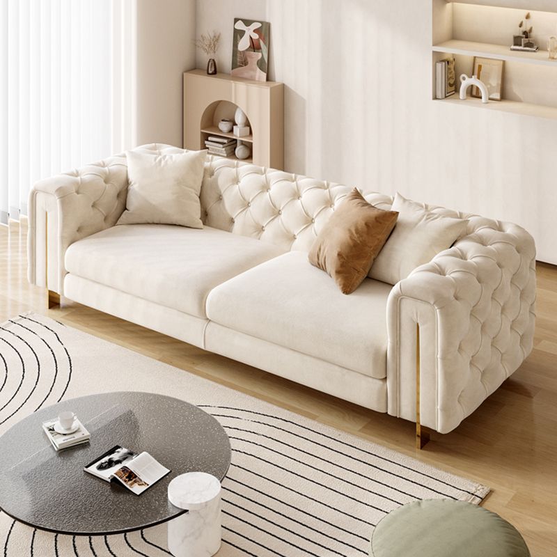 Contemporary Velet Seating Tufted Back Square Arm Sofa for Living Room