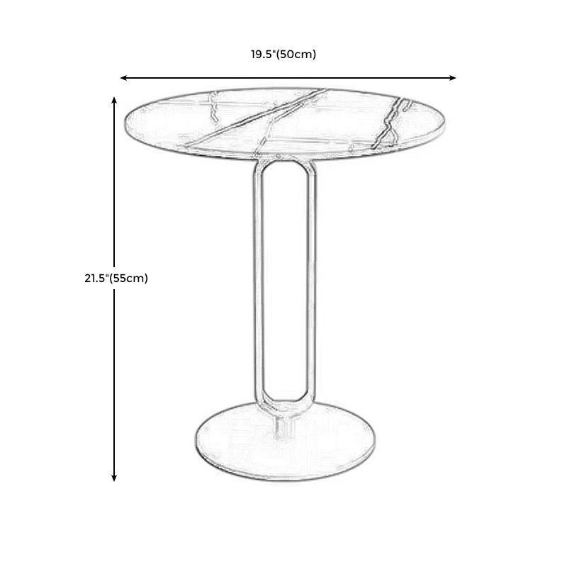 Modern Style Marble Top Metal White/black Base Round Side Table