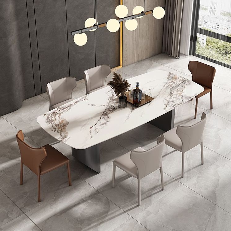 Modern Dining Set 1/4/5/7/8 Pieces with Wingback Chairs and Sintered Stone Dining Table