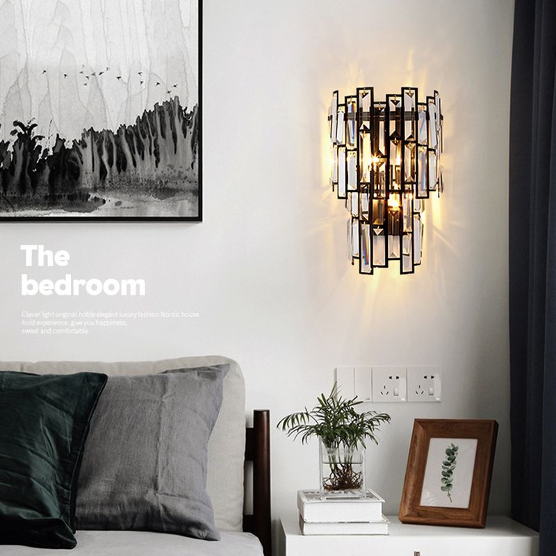 Crystal Geometric Shape Wall Sconce Modern Style 2 Lights Wall Light Fixture
