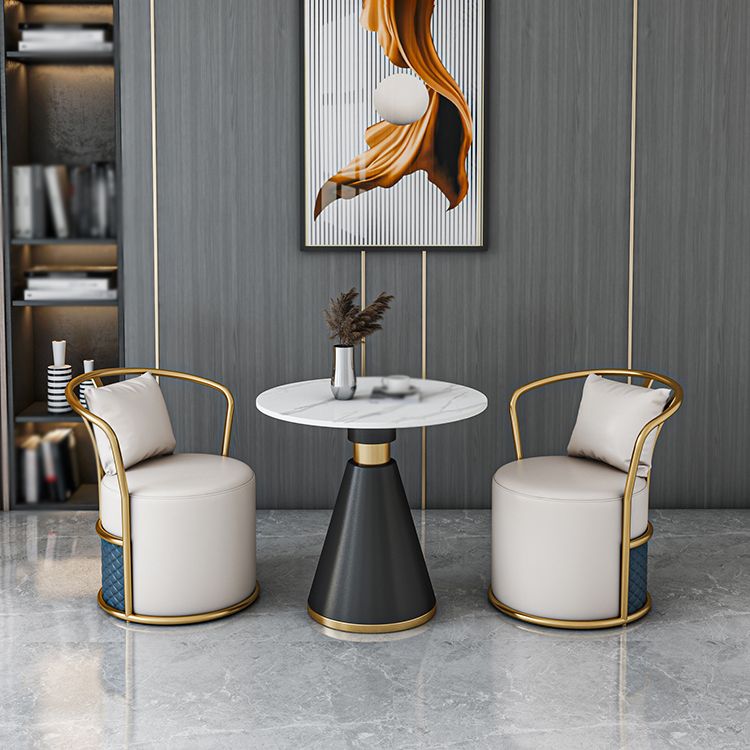 1/3/4 Pcs Metal Modern Dining Room Set with Round Table and Pedestal Base Dining Set
