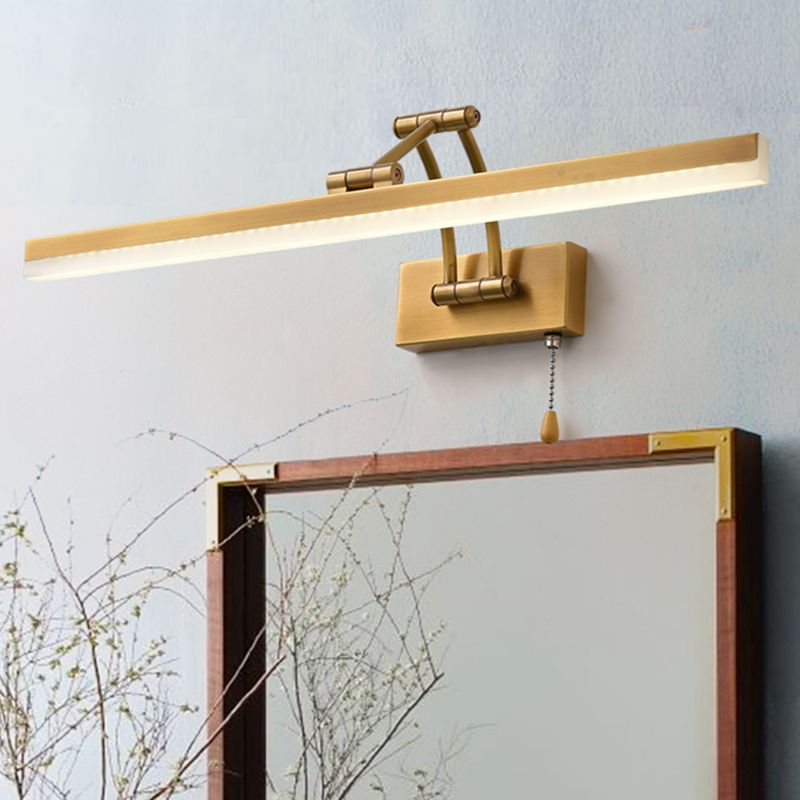 Luces de tocador montadas en la pared recta de mediados de siglo Ideas de iluminación de pared de luz para el baño