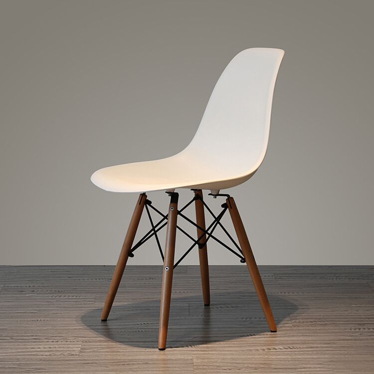 Glam Style Side Chair Set Plastic Dining Room Side Chair with Wood Legs