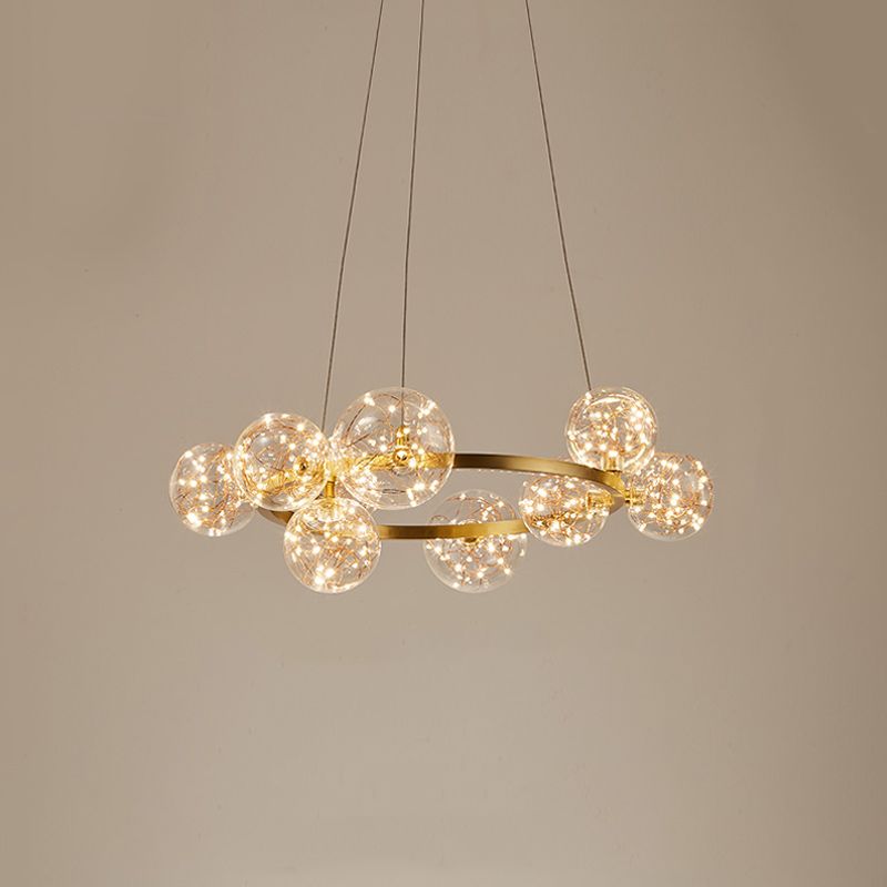Lucile a soffitto del soggiorno Globe Living Luce a LEDELIE LED CONTENTERIORE con anello di alone in oro