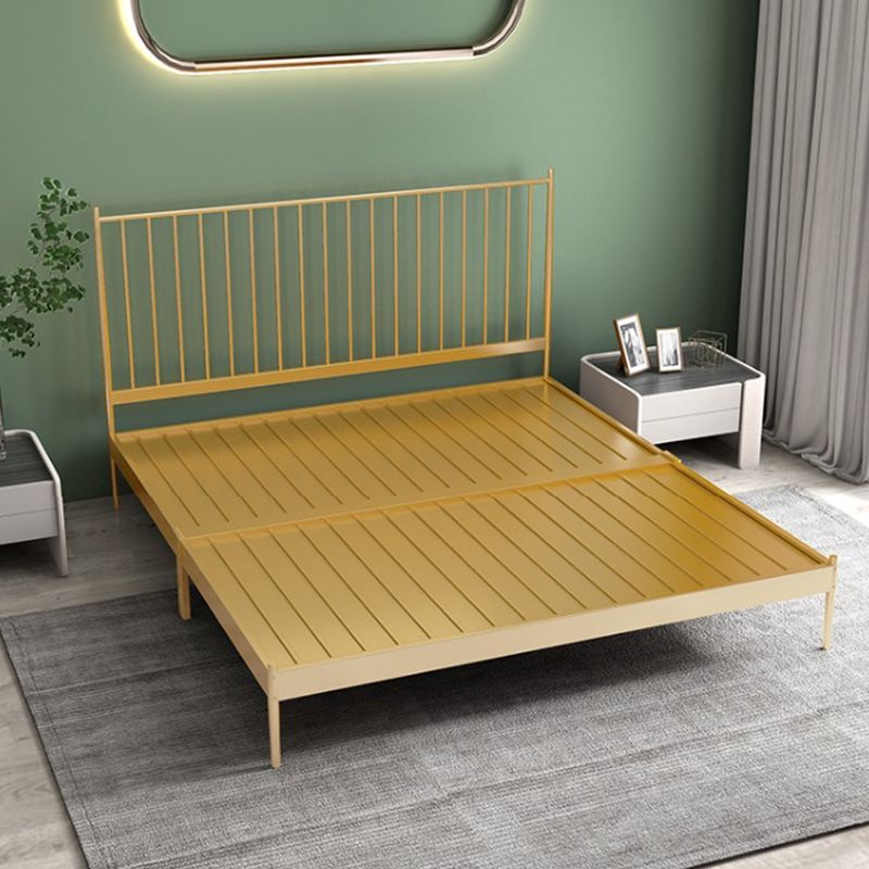 Contemporary Iron Open Frame Bed with Spindle Headboard for Bedroom