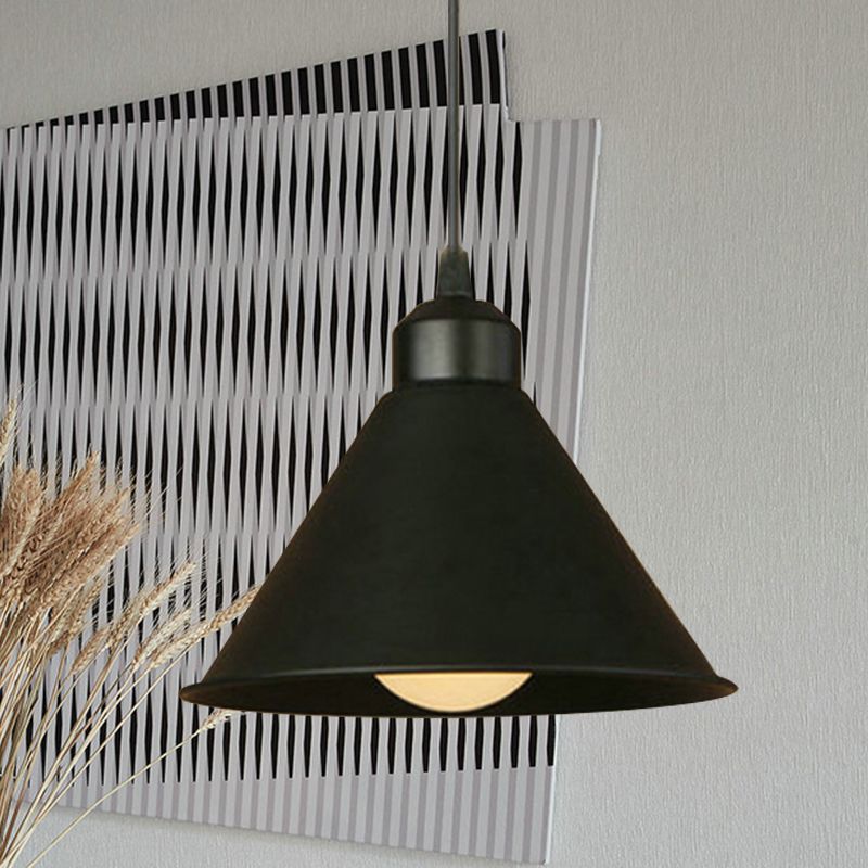 1 Leichte Kegelanhängerlampe Einfacher Stil Schwarz/Weiß -Metall Deckenhänge Licht mit einstellbarem Kabel