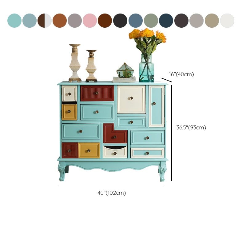 Industrial Painted Accent Cabinet with Drawers Solid Wood Chest