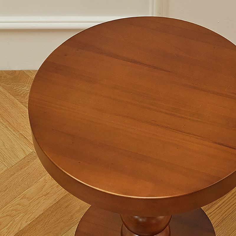 Round Solid Wood Side Table Scandinavian 20" Tall Pedestal End Table