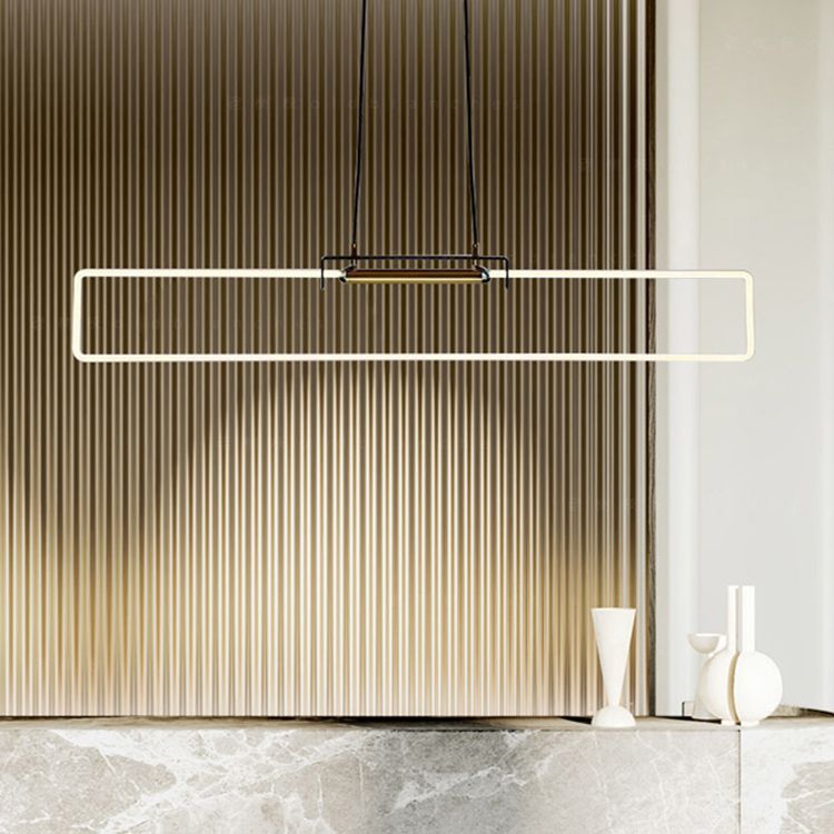 Modern Style Rectangle Hanging Pendant Light Resin 1 Light Pendant Light Fixture