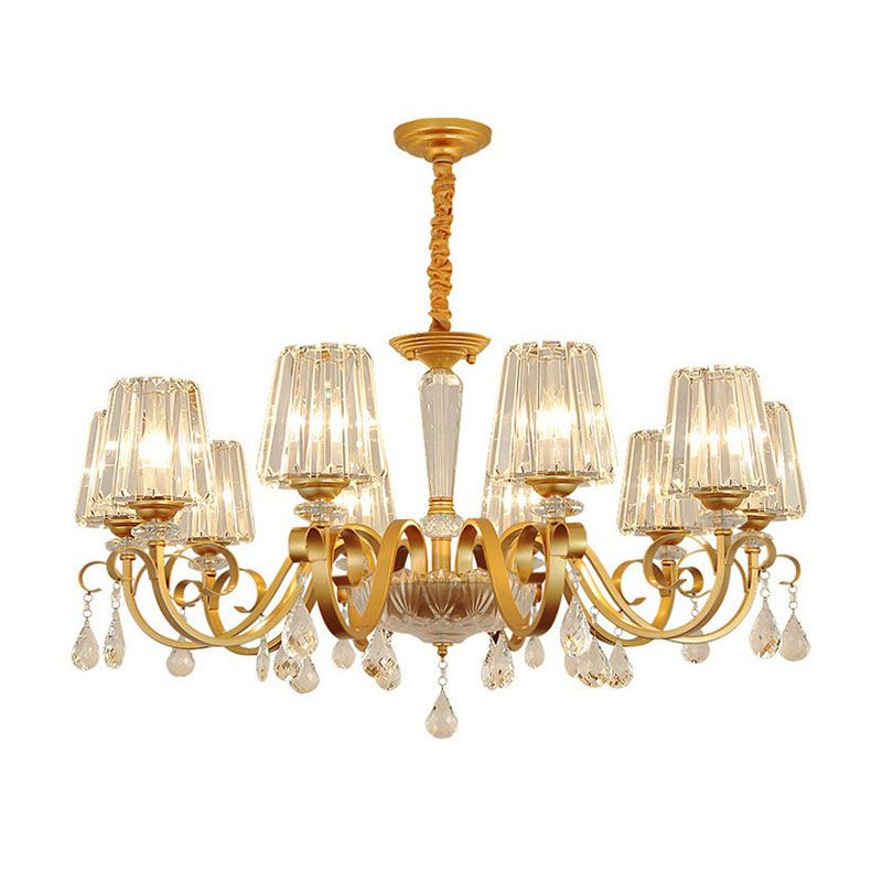 Lámpara de colgante de cono de cristal prismático Luz de lámpara de techo contemporánea con decoraciones de gotas