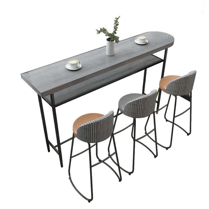 Living Room Modern Pub Set 1/2/4/7 Pieces Oval Wood Bar Stool and Table Set