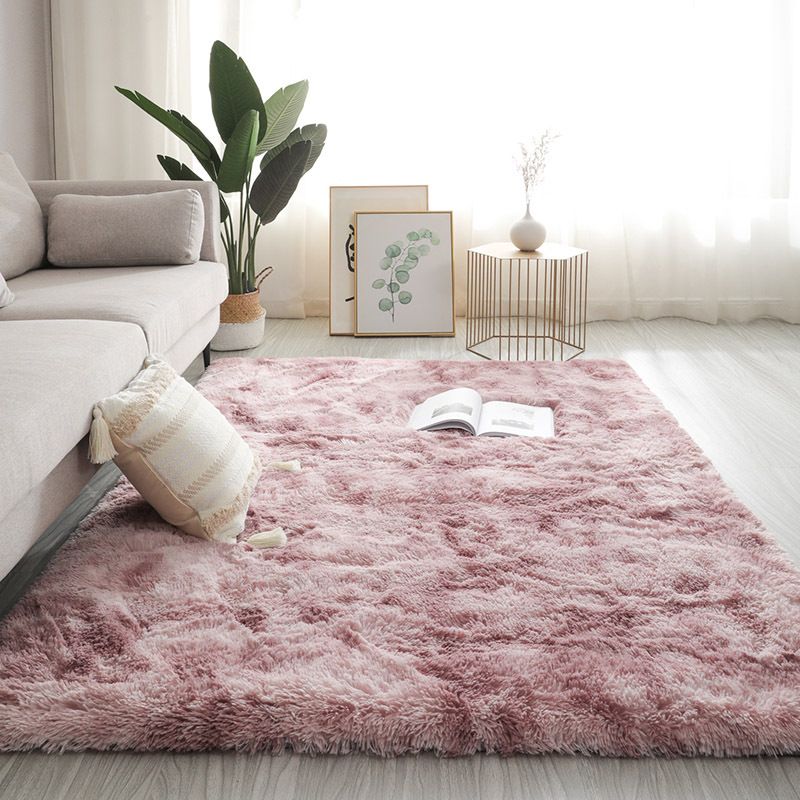 Grey Living Room Area Carpet Solid Color Polyester Area Rug Stain Resistant Rug