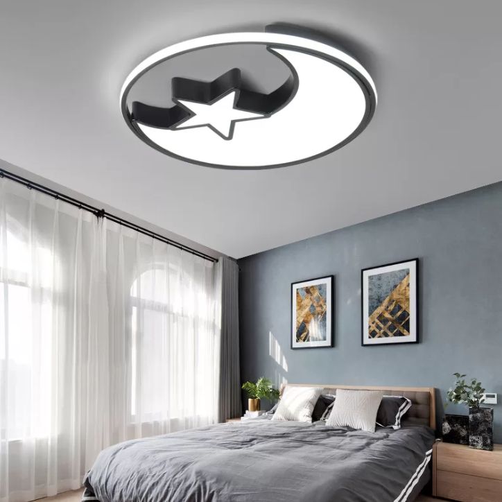 Moon And Star Flush Mount Light 1 Light Acrylic Cartoon Flush Mount Spotlight for Children Bedroom