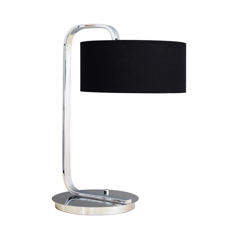 Lampe de lecture à tambour en tissu modernisme, lampe de bureau LED en noir/blanc pour chambre à coucher
