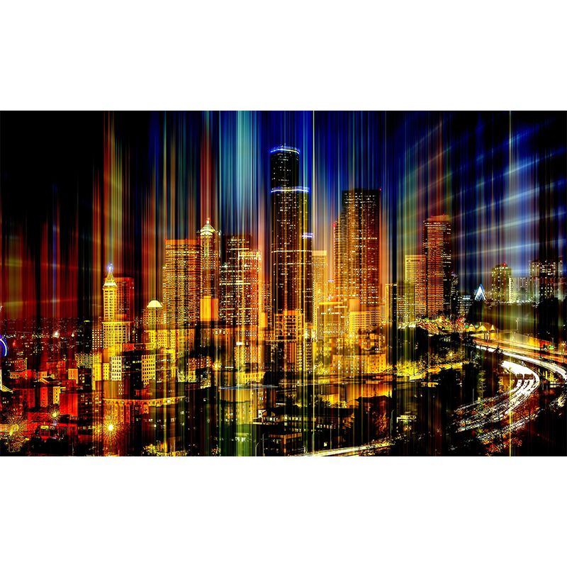 Vibrant Cityscapes Mural Decal Customized Contemporary Wall Covering for Bedroom