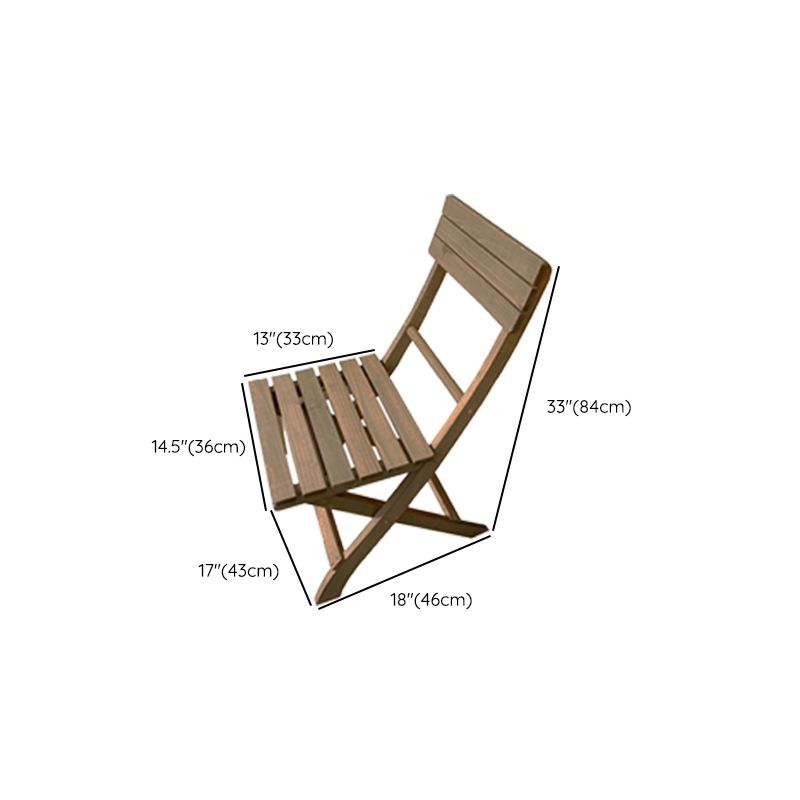 Wood Folding Outdoors Dining Chairs Armless Open Back Side Chair