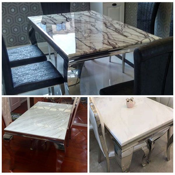 Rectangle Mid-Century Dining Table Four-Color Fixed Table for Dining Room