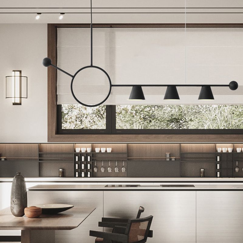 3 luces de la isla de cono de luz accesorios de iluminación de isla de metal contemporáneo