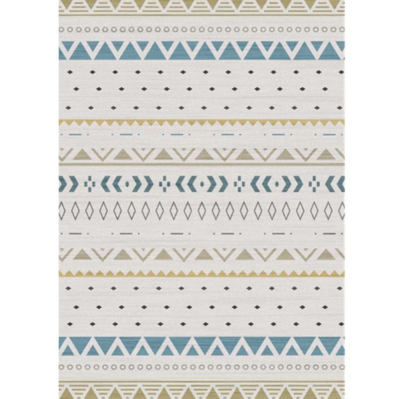 Tone blanc salon tapis boho normatic tribu area rag polyester avec un tapis de support sans glissement