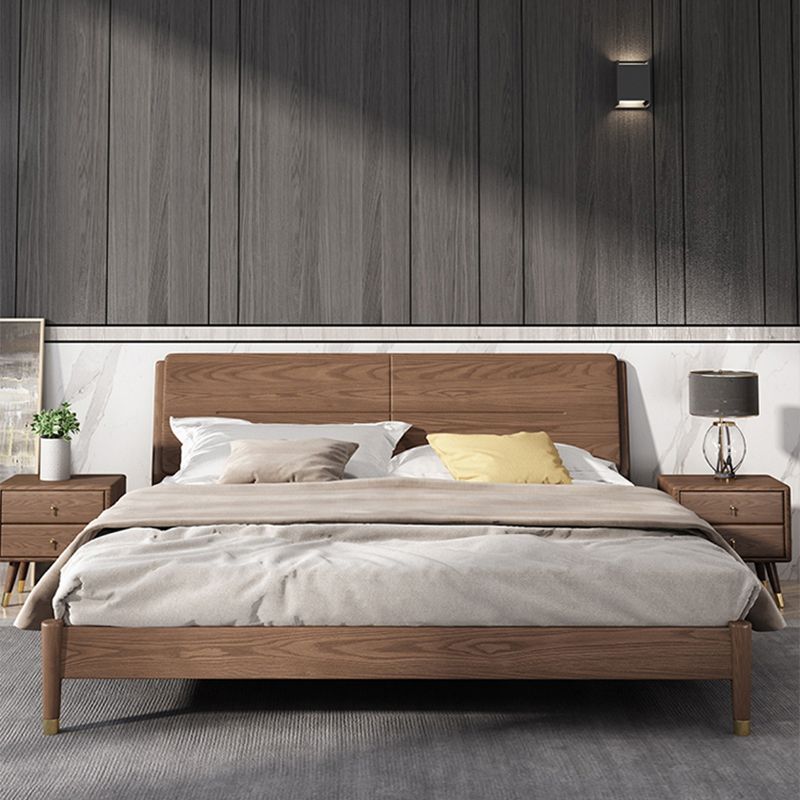Solid Color Rectangular Panel Bed Panel Ash Standard Bed with Headboard