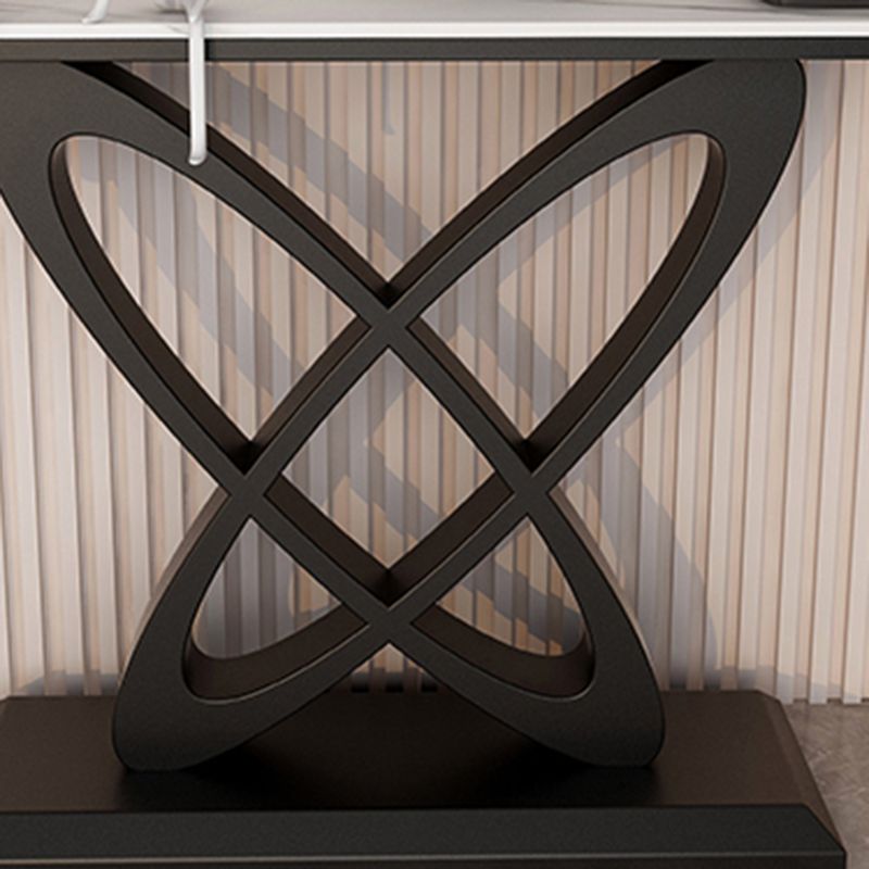 Steel and Stone Sofa Console Table, 31.5" Hall Console Accent Table