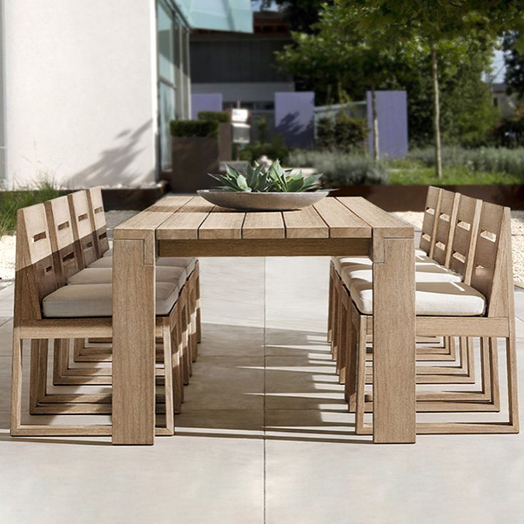 Boho Style 1/9 Pcs Patio Dining Table Set Wood Dining Table Set