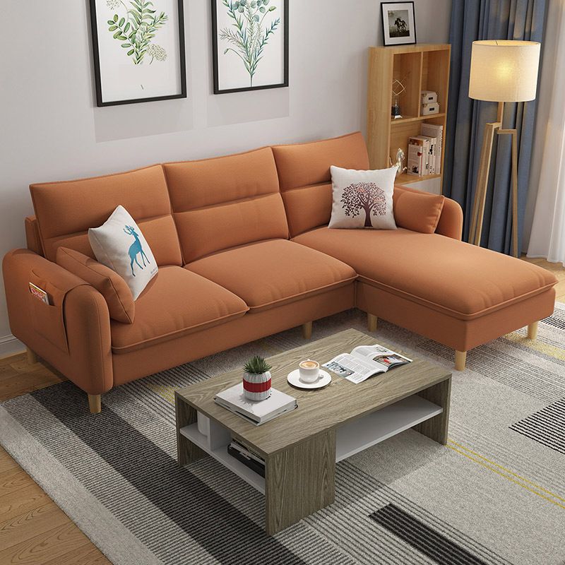 Nordic Living Room with Storage Square Arm Cushions Sofa Chaise