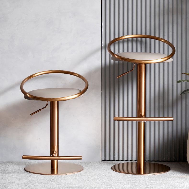 Glam Leather Bar Stool Metal Base Counter Stool for Living Room