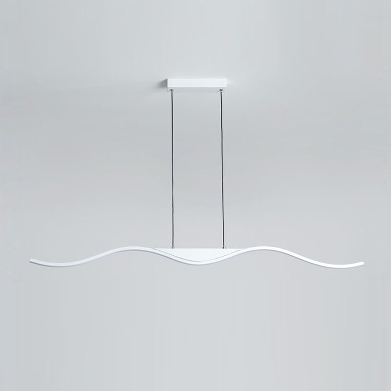 Single White Contemporary Kitchen Island Lighting LED Metallic Ceiling Light