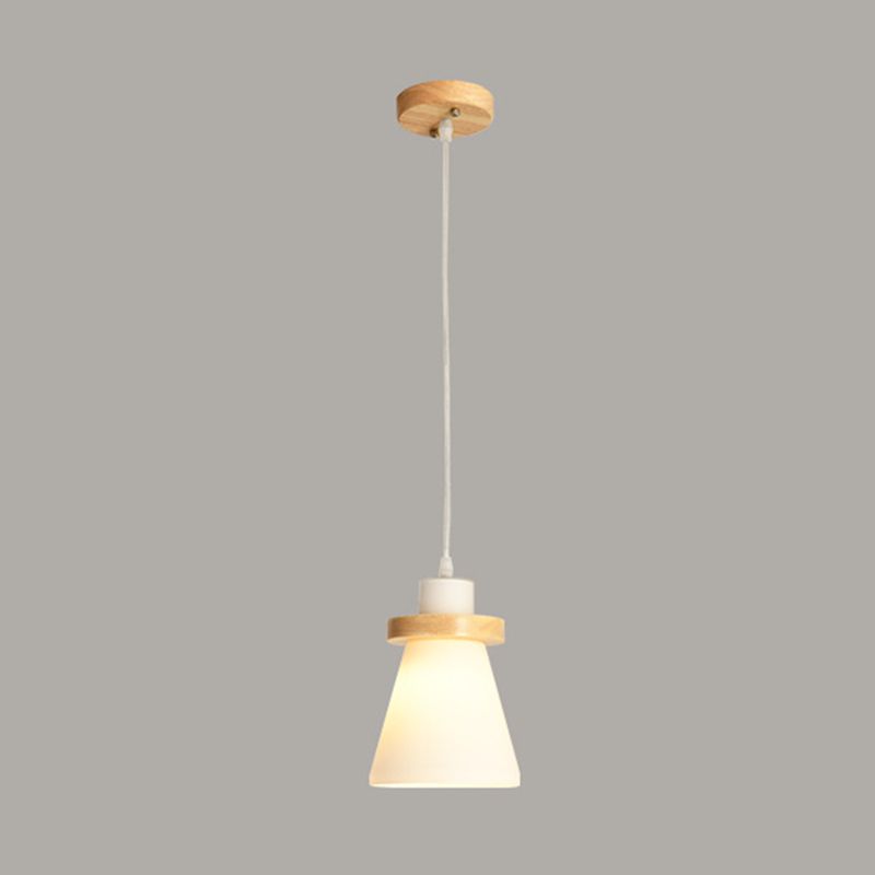 Cone Suspension Pendant Light Modern Wooden Dinning Room Pendant Light Kit in Wood