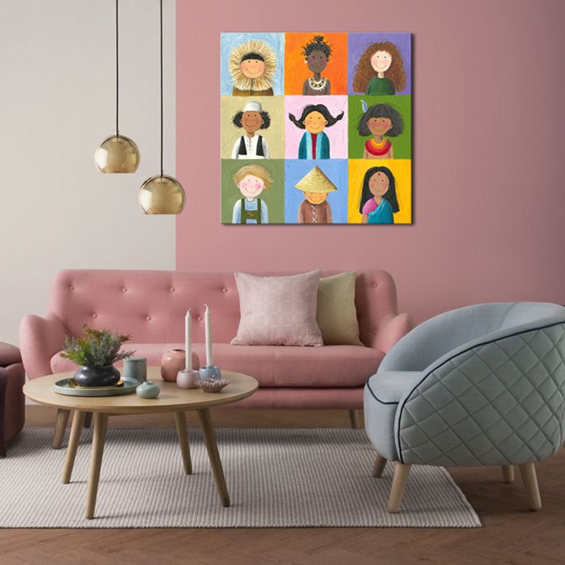 Pastel Color Modern Art Cartoon Characters Canvas for Kitchen, Multiple Sizes Options
