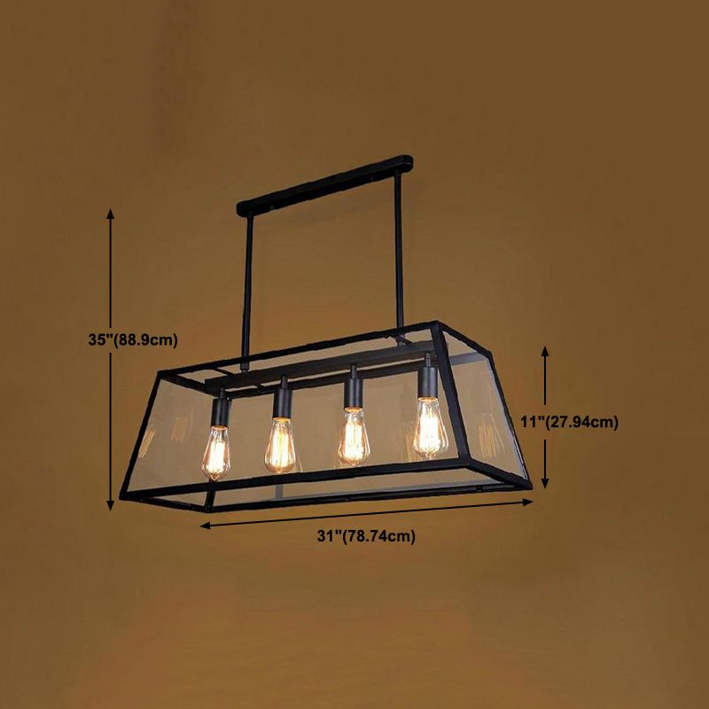 Industrial Trapezoid Island Lighting Metal Multiple-Light Island Pendant