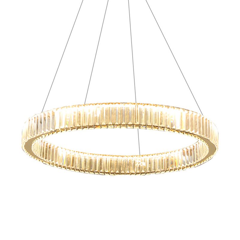 Moderne kreisförmige Kronleuchterkristall 1 Leicht Kronleuchter Anhänger Licht in Gold