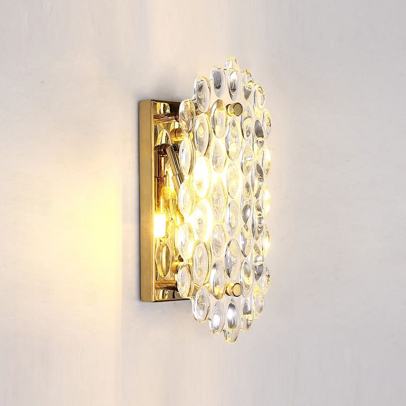 Postmodern Style Crystal Wall Light Gold 12.5" High Wall Sconce for Living Room