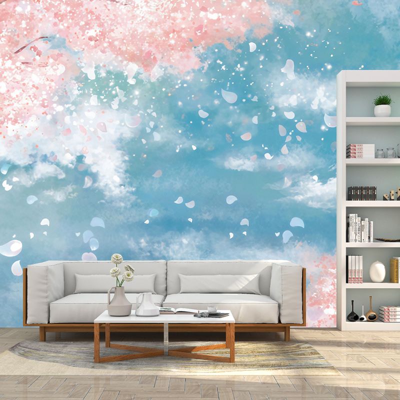 Nostalgic Cherry Blossom Wall Decor for Living Room Romantic Wall Mural, Made to Measure