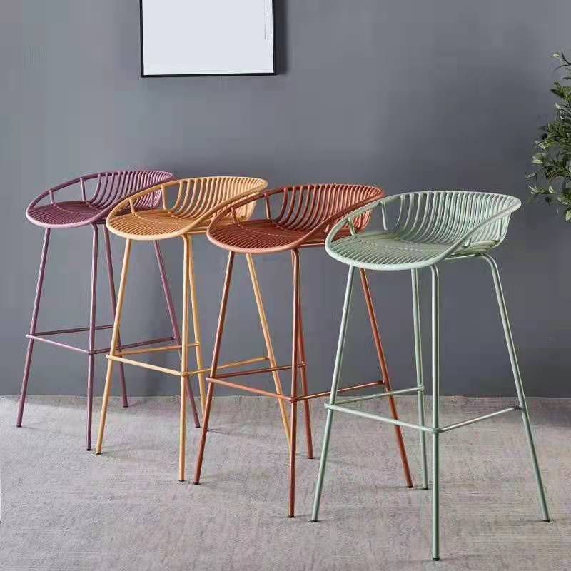 Industrial Metal Dining Stool Backless Bar Stool with Footrest
