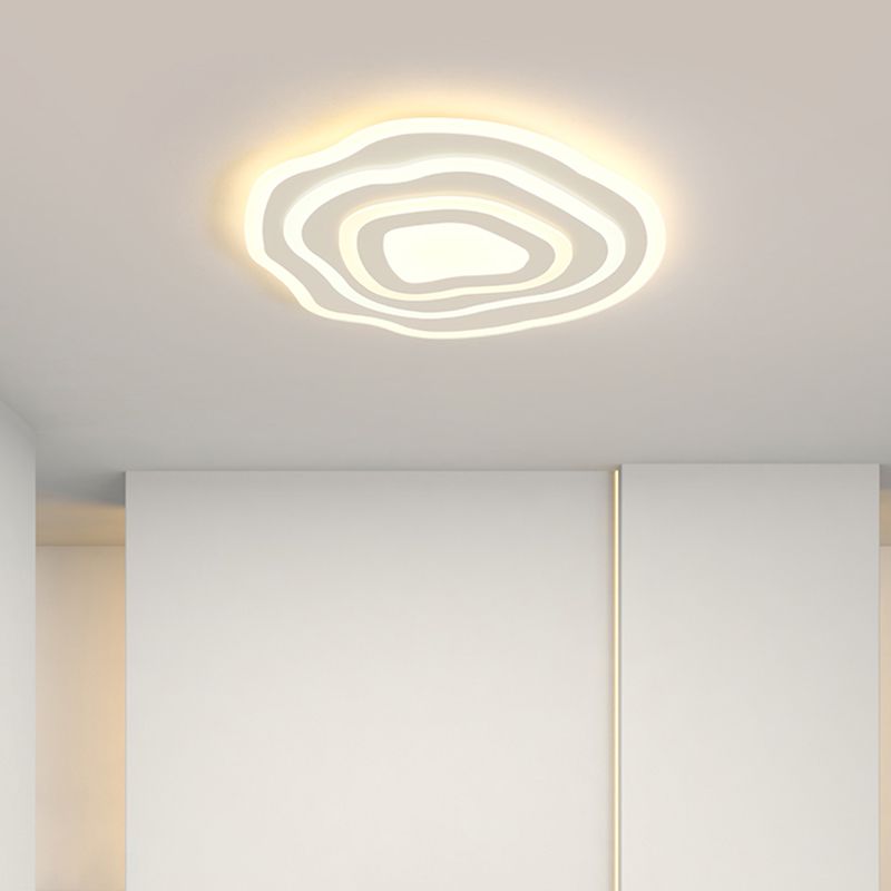 Geometría blanca LED integrado instalado en la moderna y sencilla lámpara de techo de hierro lacado de pantalla de acrílico
