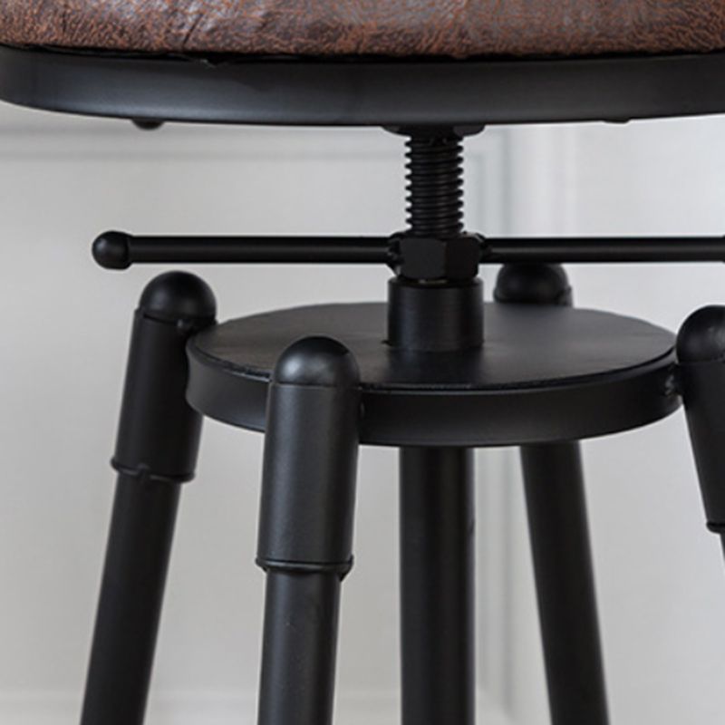 Industrial Armless Rotatable Counter Stool Iron Bar Stool with Pedal for Cafe