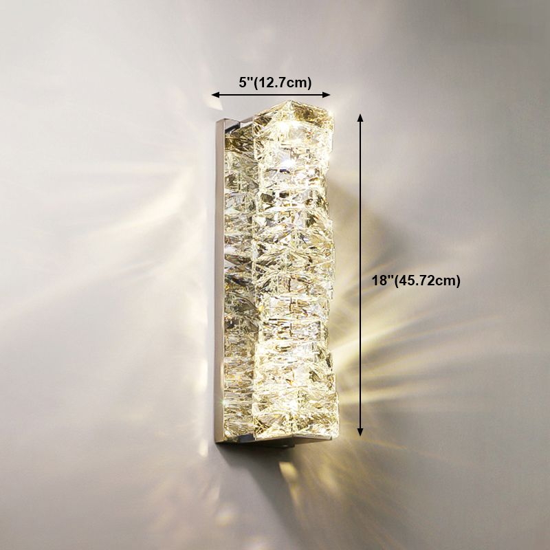 Unique Shade Crystal Wall Sconce Modern Style Single Light Wall Mount Lighting in Silver