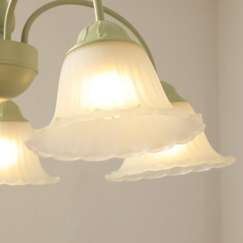 Modern Green Ceiling Lamp Glass Flush Mount Light Fixture for Bedroom