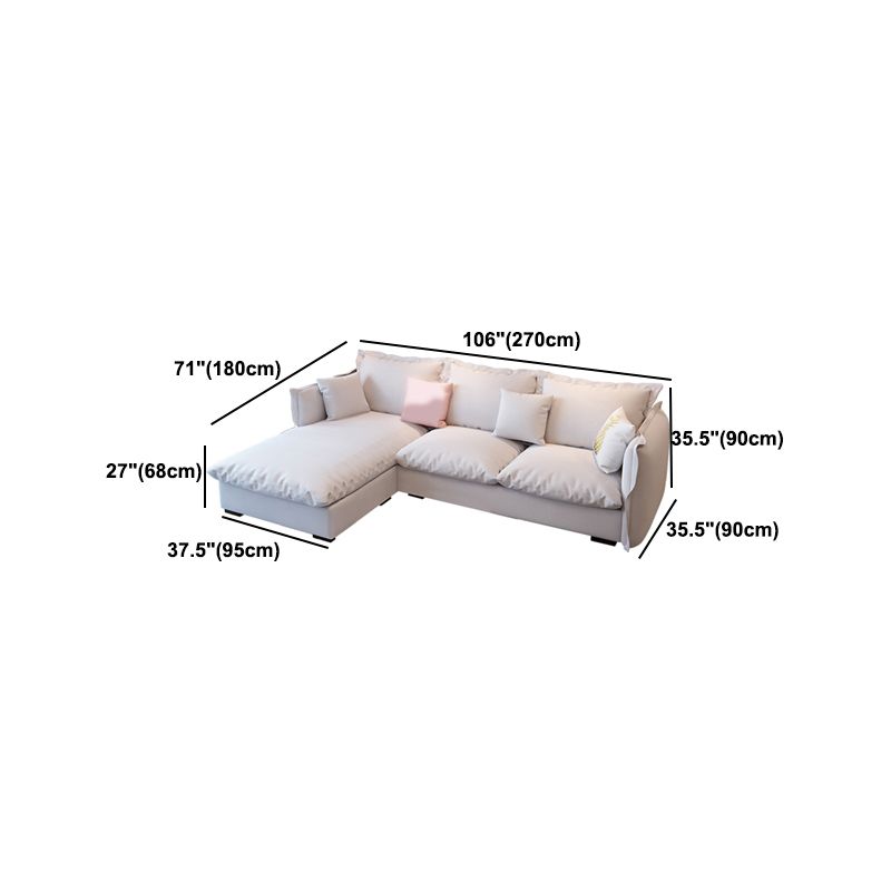 Modern Square Arm Sofa & Chaise, Loose Back Linen Sofa - 70.87" D