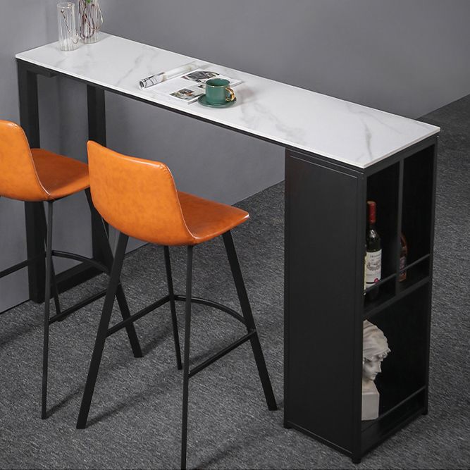 Mesa de altura de la altura de la barra de cocina Mesa de pub rectangular moderno con almacenamiento de vino