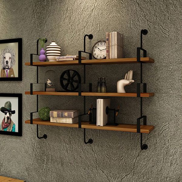 7.87"W Bookshelf Wall Mounted Industrial Style Bookcase for Home Study Room