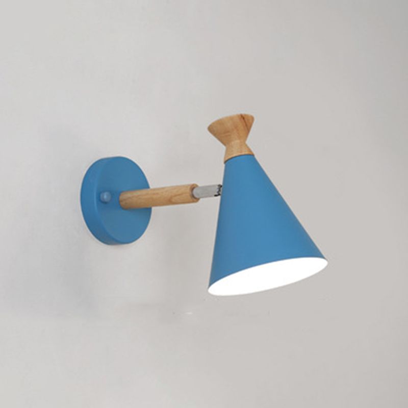 Nordic Style Iron Wall Mount Light Cone Shape Colorful Wall Lamp for Living Room