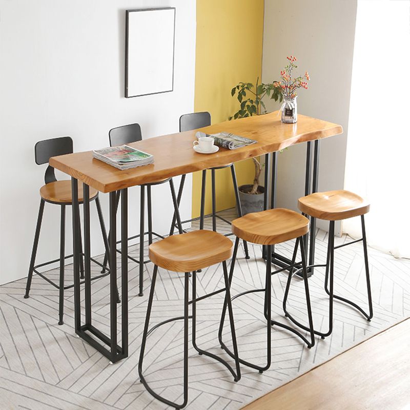 Modern 1/4/7 Pieces Bar Table Set Rectangle Pine Wood Counter Table for Balcony Cafe