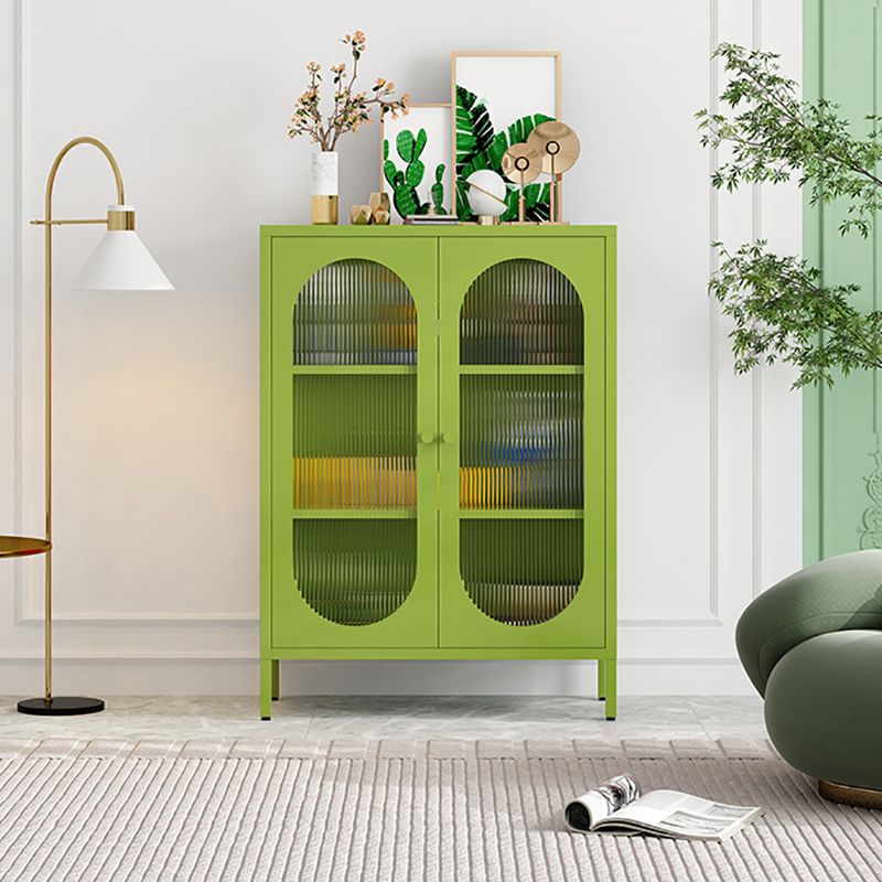 Steel Dining Room Sideboard Cabinet Modern Server Cabinet with Storage and Two Doors