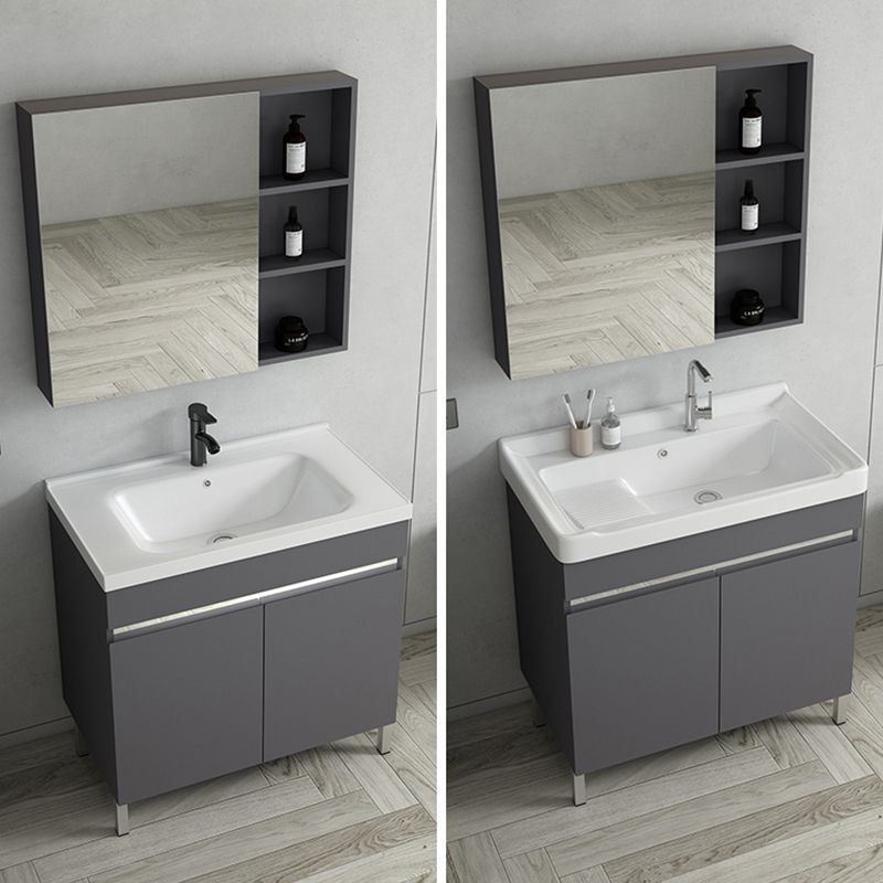 Gray Metal Vanity Sink Modern Free-standing Standard Space Saver Vanity