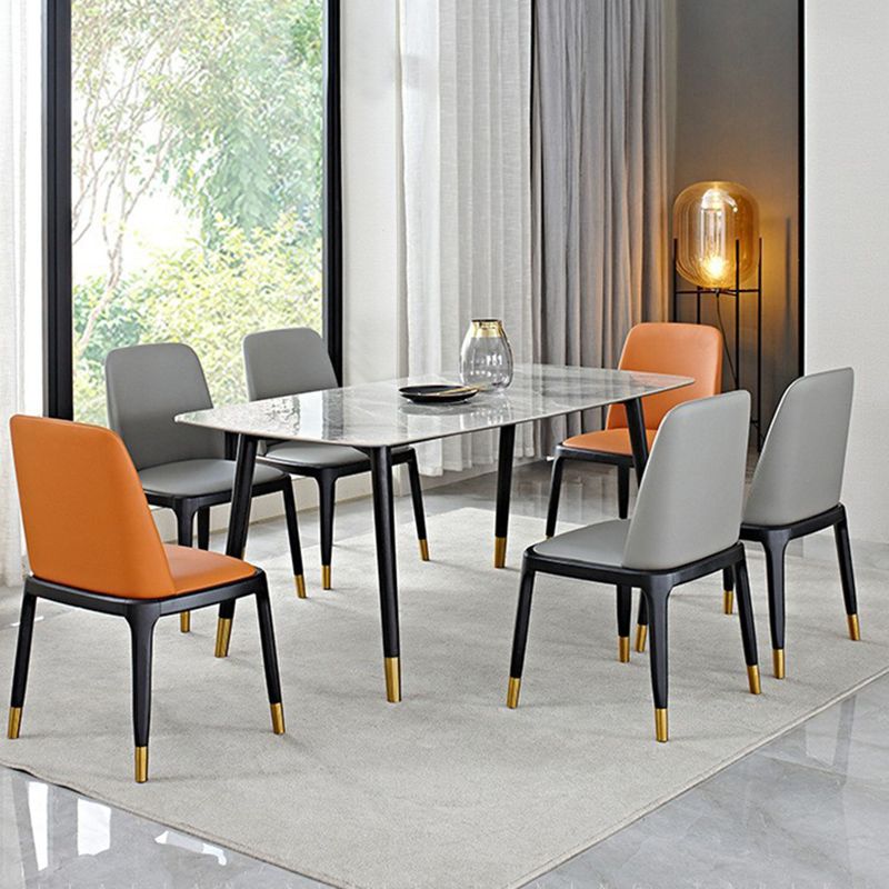 Nordic 1/4/5/7 Pieces Furniture Rectangle Stone Dining Table Set in Gray